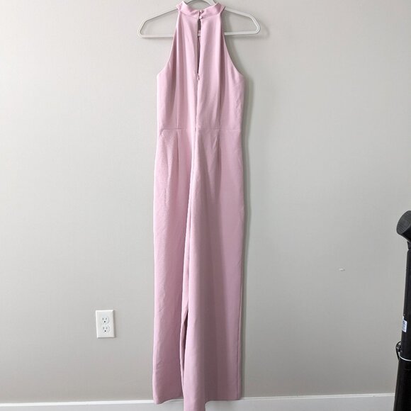 JULIA JORDAN Twist-Front Halter Jumpsuit in Light Mauve - Picture 3 of 8